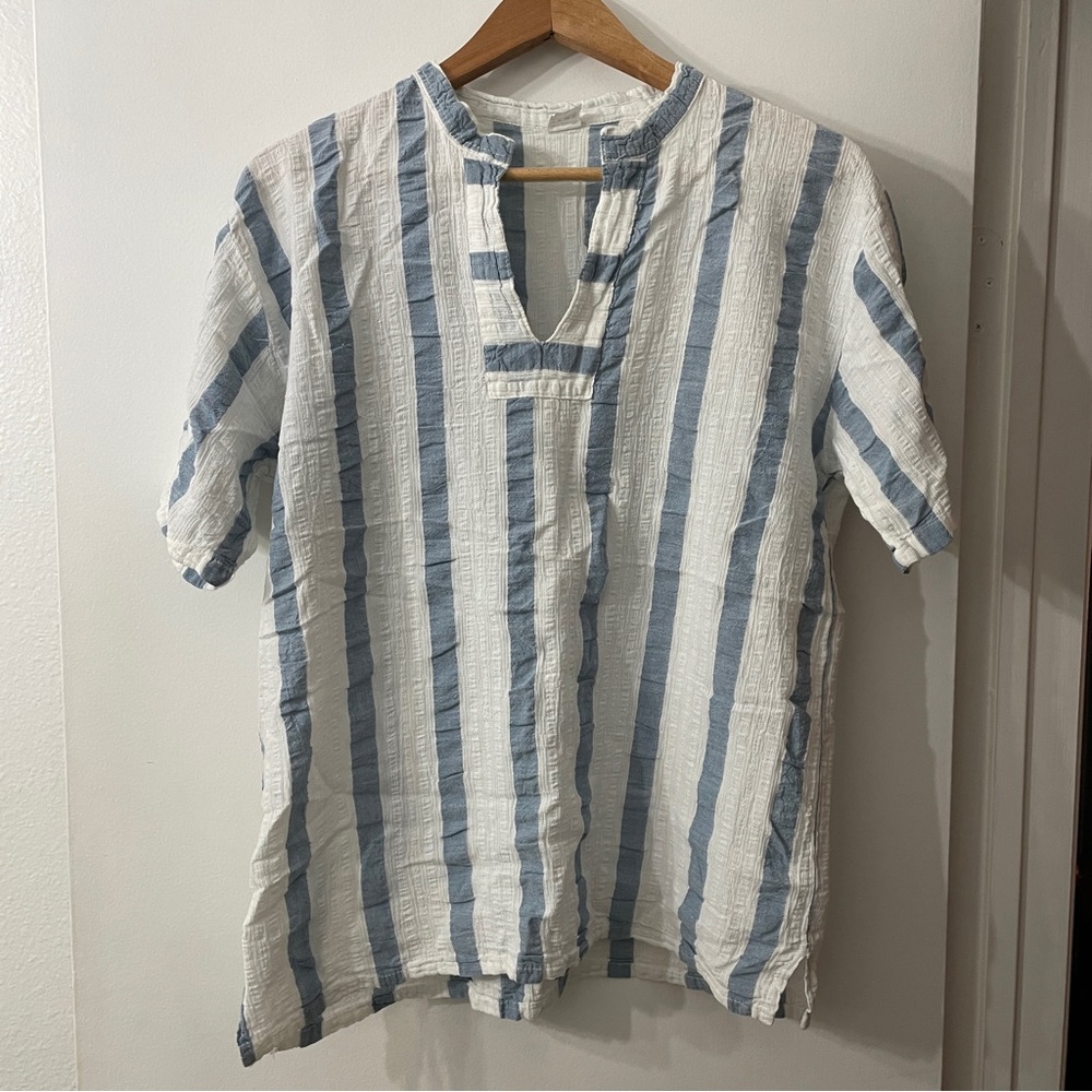 Greece Blue and White Striped Men's Shirt